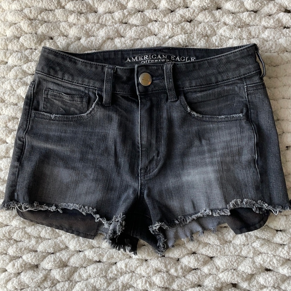 ripped american eagle high rise shorts